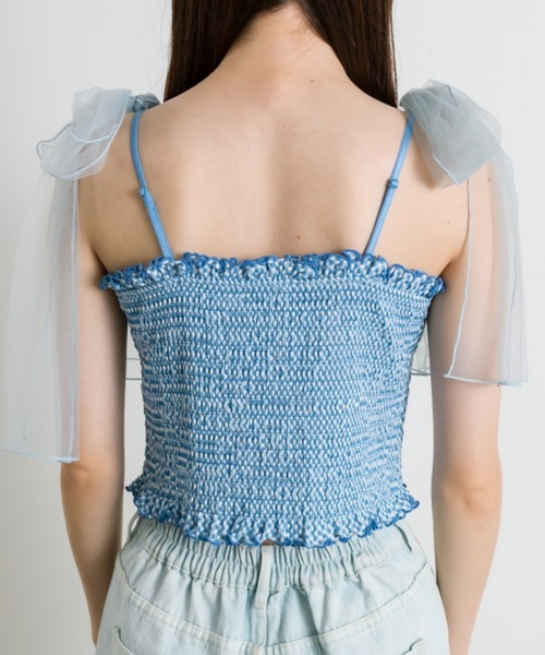 OLIVE des OLIVE（オリーブデオリーブ）の「チュールリボン付きシャーリングキャミソール（キャミソール・レディース・オフホワイト/ピンク/ブルー系その他/ブラック・FREE）」の19枚目の写真