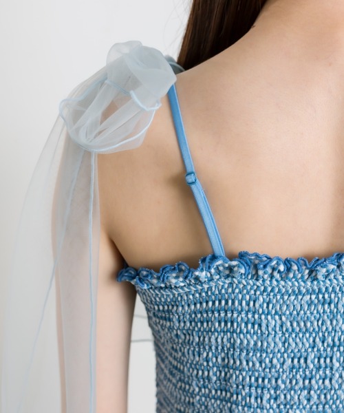 OLIVE des OLIVE（オリーブデオリーブ）の「チュールリボン付きシャーリングキャミソール（キャミソール・レディース・オフホワイト/ピンク/ブルー系その他/ブラック・FREE）」の20枚目の写真