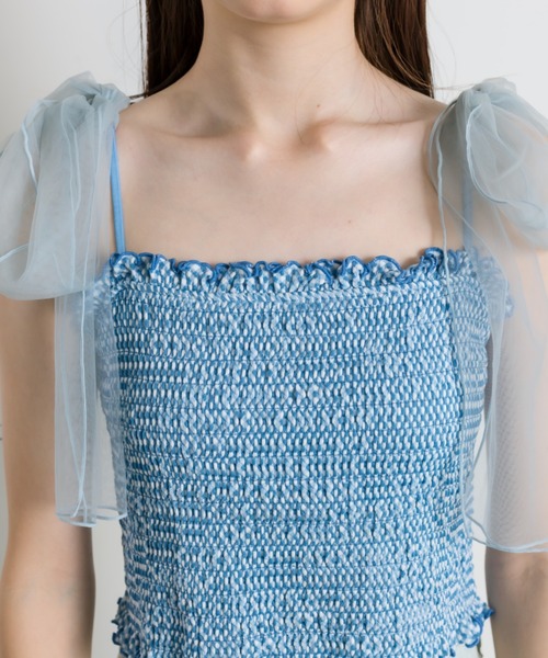 OLIVE des OLIVE（オリーブデオリーブ）の「チュールリボン付きシャーリングキャミソール（キャミソール・レディース・オフホワイト/ピンク/ブルー系その他/ブラック・FREE）」の21枚目の写真