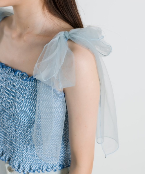 OLIVE des OLIVE（オリーブデオリーブ）の「チュールリボン付きシャーリングキャミソール（キャミソール・レディース・オフホワイト/ピンク/ブルー系その他/ブラック・FREE）」の22枚目の写真