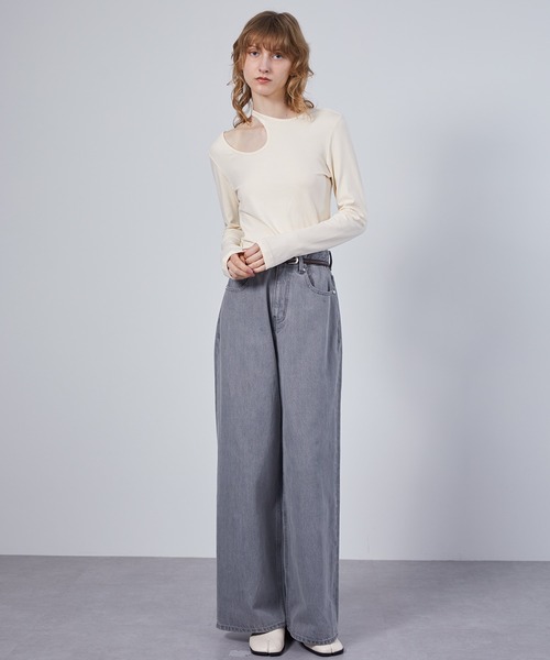 ELOOPS（イーループス）の「【ELOOPS】カーブホールスムーストップス・カットソー（Tシャツ/カットソー・レディース・ブラウン/ライトイエロー・FREE）」の5枚目の写真