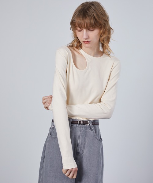 ELOOPS（イーループス）の「【ELOOPS】カーブホールスムーストップス・カットソー（Tシャツ/カットソー・レディース・ブラウン/ライトイエロー・FREE）」の10枚目の写真