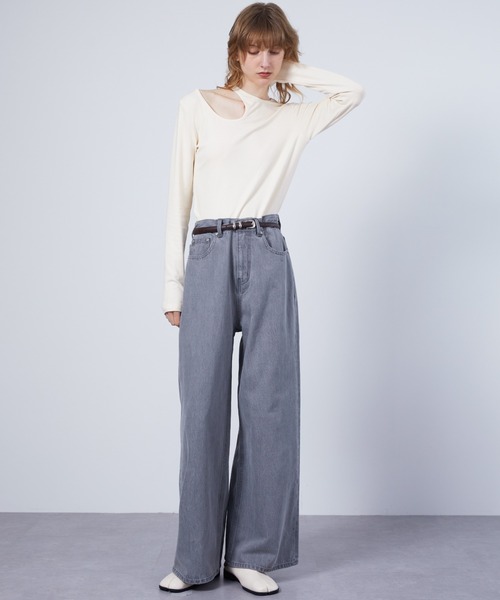 ELOOPS（イーループス）の「【ELOOPS】カーブホールスムーストップス・カットソー（Tシャツ/カットソー・レディース・ブラウン/ライトイエロー・FREE）」の11枚目の写真