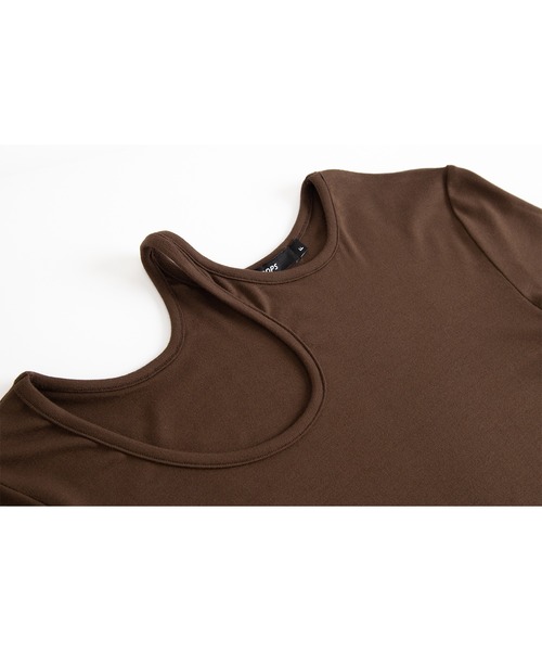 ELOOPS（イーループス）の「【ELOOPS】カーブホールスムーストップス・カットソー（Tシャツ/カットソー・レディース・ブラウン/ライトイエロー・FREE）」の19枚目の写真