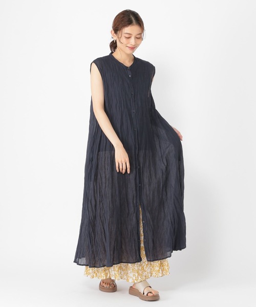 セール】クリンクルボイルノースリーブワンピース[プチサイズあり