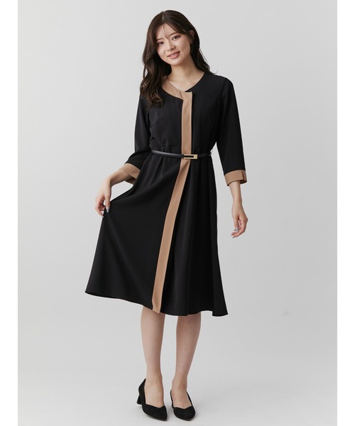 TONAL（トーナル）の「バイカラーアシメラインフレアワンピース  