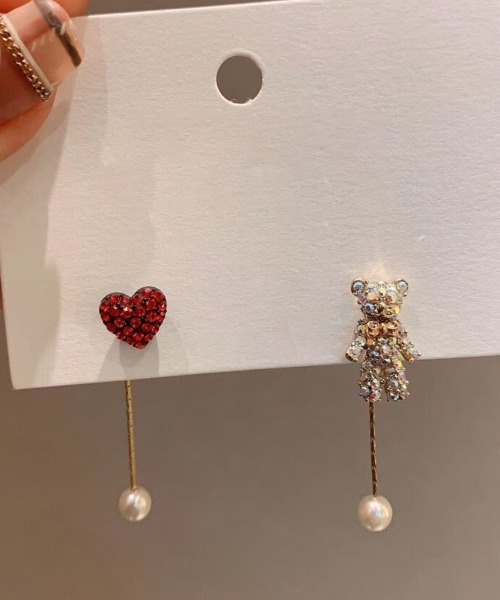 Coo+i(クーイ)の「ハート&テディベア パールドロップピアス ゴールド(ピアス(両耳用)・レディース・ゴールド・FREE)」の5枚目の写真