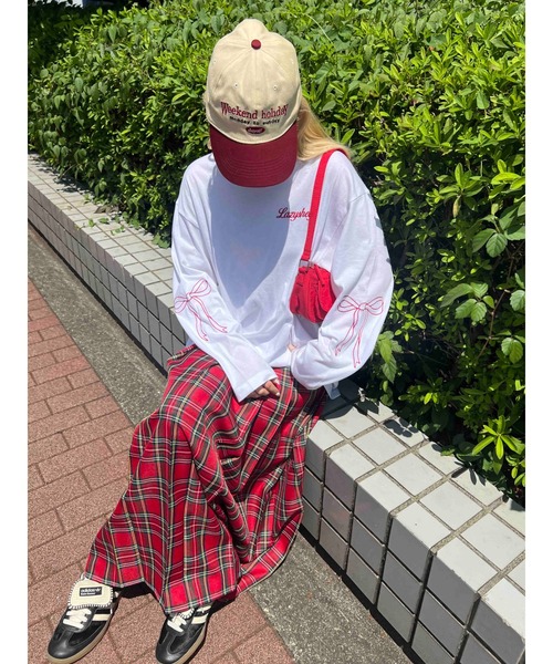 WC（ダブル シー）の「リボン刺繍ロンT（Tシャツ/カットソー・レディース・グレー/ホワイト/チャコールグレー・FREE）」の5枚目の写真