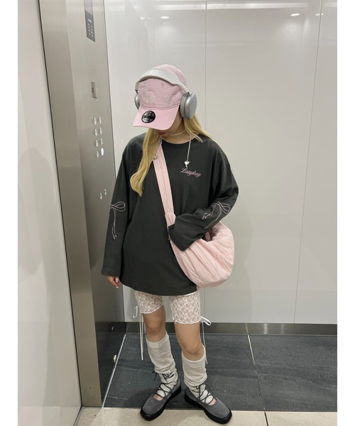 WC（ダブル シー）の「リボン刺繍ロンT（Tシャツ/カットソー・レディース・グレー/ホワイト/チャコールグレー・FREE）」の12枚目の写真