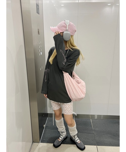 WC（ダブル シー）の「リボン刺繍ロンT（Tシャツ/カットソー・レディース・グレー/ホワイト/チャコールグレー・FREE）」の13枚目の写真