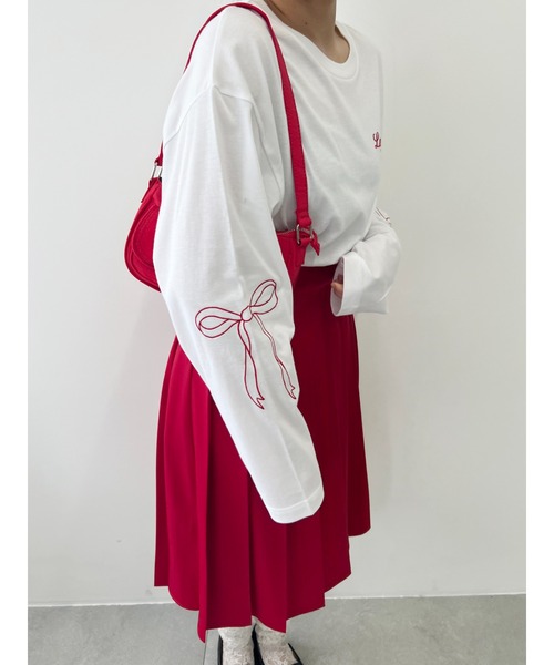 WC（ダブル シー）の「リボン刺繍ロンT（Tシャツ/カットソー・レディース・グレー/ホワイト/チャコールグレー・FREE）」の7枚目の写真