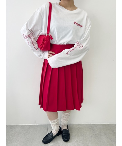 WC（ダブル シー）の「リボン刺繍ロンT（Tシャツ/カットソー・レディース・グレー/ホワイト/チャコールグレー・FREE）」の9枚目の写真