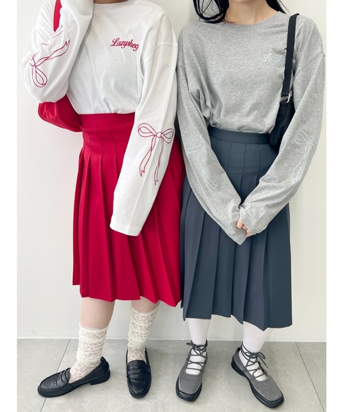 WC（ダブル シー）の「リボン刺繍ロンT（Tシャツ/カットソー・レディース・グレー/ホワイト/チャコールグレー・FREE）」の22枚目の写真