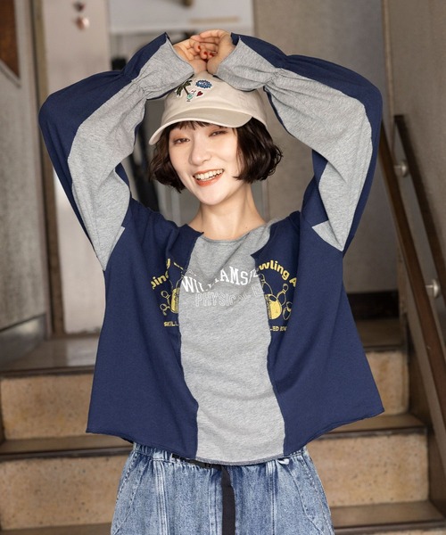 niko and...(ニコアンド)の「リメイク風キャンディスリーブロングTシャツ(Tシャツ/カットソー・レディース・チャコール/ネイビー/オフホワイト・LARGE/MEDIUM)」の12枚目の写真