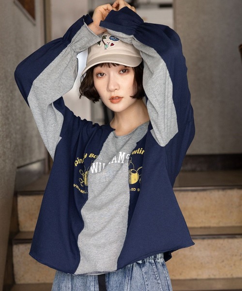 niko and...(ニコアンド)の「リメイク風キャンディスリーブロングTシャツ(Tシャツ/カットソー・レディース・チャコール/ネイビー/オフホワイト・LARGE/MEDIUM)」の14枚目の写真