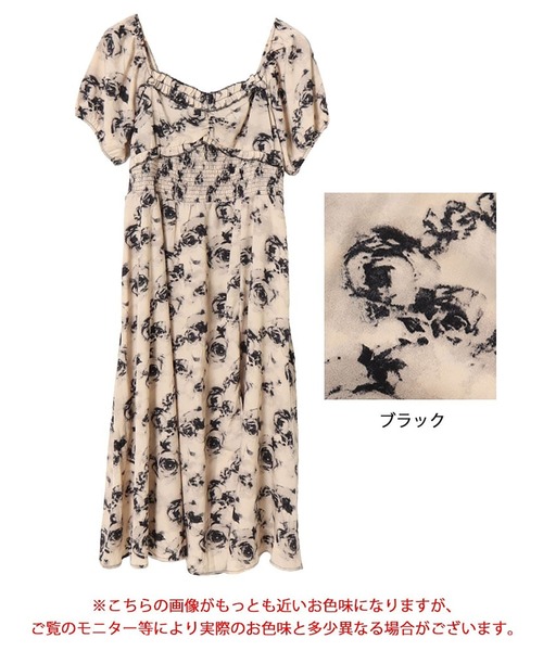 GOLDJAPAN(ゴールドジャパン)の「フロントスリット花柄ロングワンピース【大きいサイズ対応】(ワンピース・レディース・ブラック・3L/4L/5L/6L/LL)」の16枚目の写真