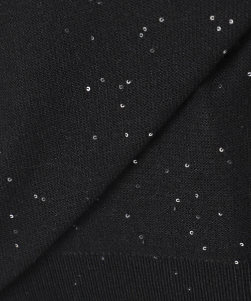 Noble 別注 venit ヴェニット スパンコール オープンカラーニット 黒 Noble（ノーブル）の「venit/ヴェニット スパンコールオープン