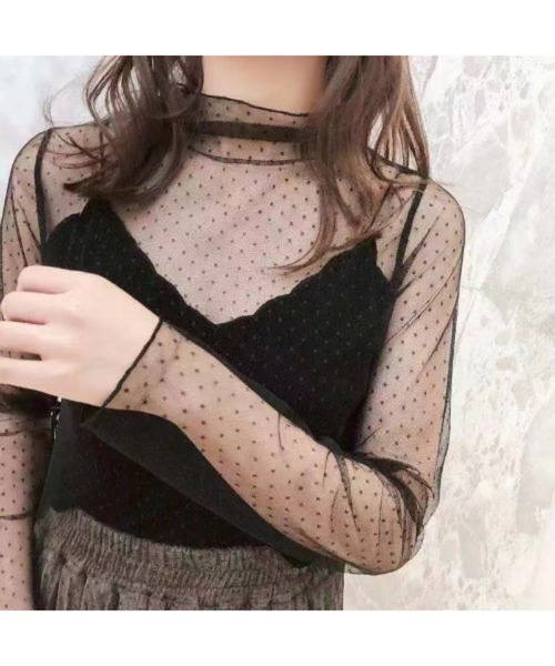 Chiina（チーナ）の「【Chiina】フロッキー　シースルーハイネックトップス（その他トップス・レディース・ホワイト系1/ホワイト系2/ブラック系2/ブラック系3/ブラック系4/ブラック系5/ホワイト系3・FREE）」の5枚目の写真