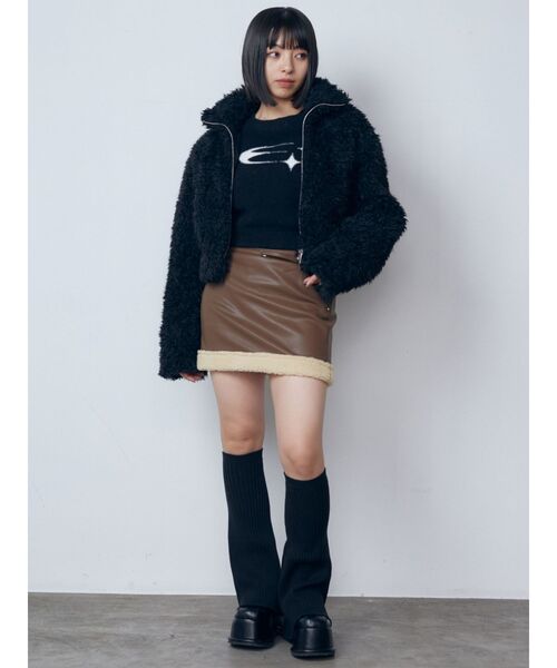 EMODA（エモダ）の「リブルーズレッグウォーマーズ（レッグウォーマー・レディース・ブラック/グレー・FREE）」の8枚目の写真