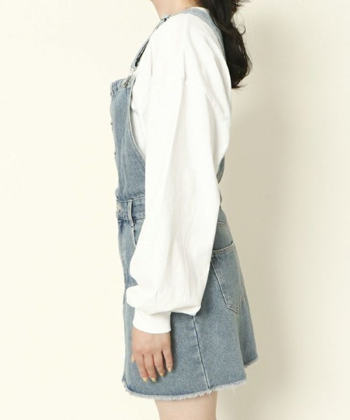 GORGE(ゴージ)の「《フロントボタン×切替デザイン》レディース デニムジャンパースカート ミニ丈 台形 春夏秋(ジャンパースカート・レディース・ブルー系その他/ブルー系その他2・F)」の5枚目の写真