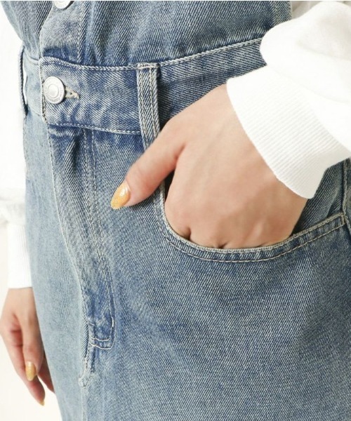 GORGE(ゴージ)の「《フロントボタン×切替デザイン》レディース デニムジャンパースカート ミニ丈 台形 春夏秋(ジャンパースカート・レディース・ブルー系その他/ブルー系その他2・F)」の10枚目の写真