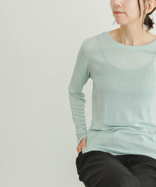 ITEMS URBANRESEARCH(アイテムズ アーバンリサーチ)の「クルーネックラメカットソー(Tシャツ/カットソー・レディース・ベージュ/ブラック/ミント・FREE)」の3枚目の写真