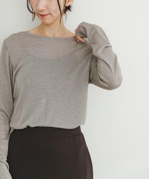 ITEMS URBANRESEARCH(アイテムズ アーバンリサーチ)の「クルーネックラメカットソー(Tシャツ/カットソー・レディース・ベージュ/ブラック/ミント・FREE)」の4枚目の写真