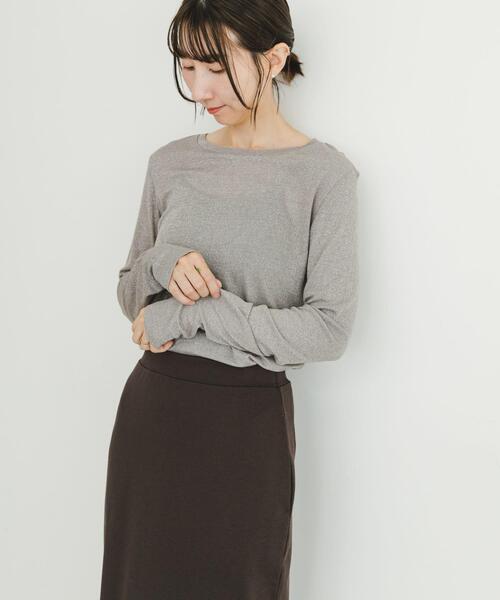 ITEMS URBANRESEARCH(アイテムズ アーバンリサーチ)の「クルーネックラメカットソー(Tシャツ/カットソー・レディース・ベージュ/ブラック/ミント・FREE)」の5枚目の写真