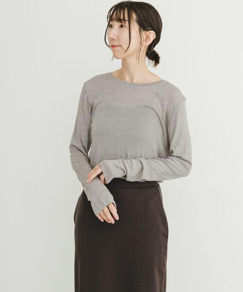 ITEMS URBANRESEARCH(アイテムズ アーバンリサーチ)の「クルーネックラメカットソー(Tシャツ/カットソー・レディース・ベージュ/ブラック/ミント・FREE)」の6枚目の写真