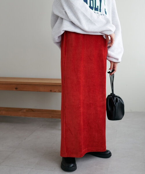 DISCOAT(ディスコート)の「カットコールナロースカート(スカート・レディース・チャコールグレー/オレンジ/アイボリー・MEDIUM/LARGE/SMALL)」の3枚目の写真