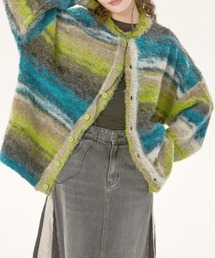 カーディガン/ボレロ（グリーン・カーキ/緑色系・ボーダー柄