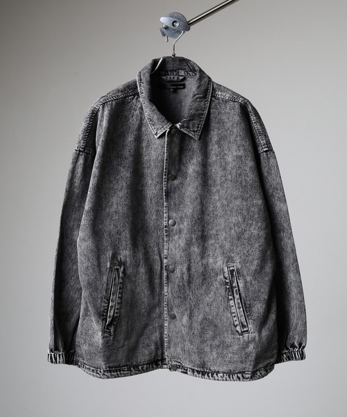 セール】Chemical vintage processed denim coach jacket / ケミカル
