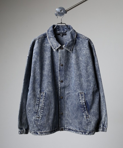 セール】Chemical vintage processed denim coach jacket / ケミカル