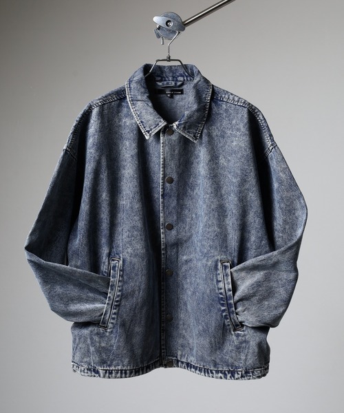 セール】Chemical vintage processed denim coach jacket / ケミカル