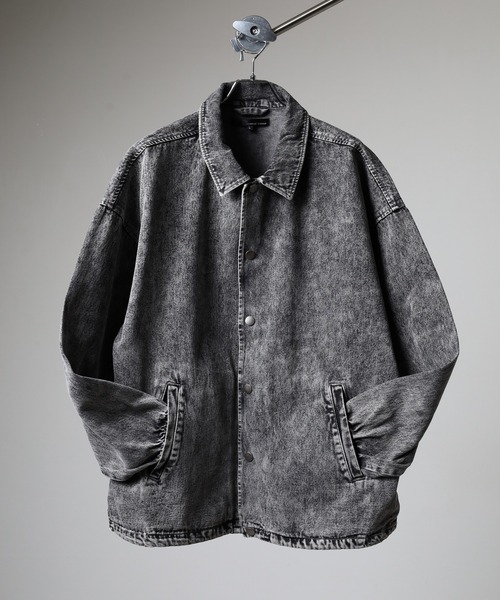 Chemical vintage processed denim coach jacket / ケミカル