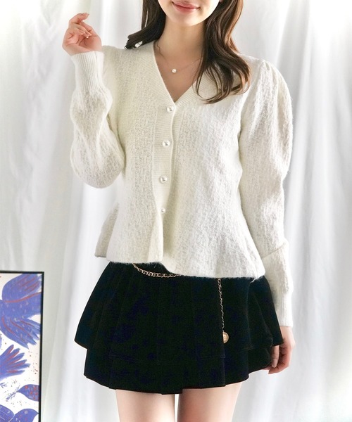 Jasmine Grandiflorum(ジャスミングランディフローラム)の「【Jasmine】フレアショート丈カーディガン(カーディガン/ボレロ・レディース・オフホワイト/ブラック/チョコ・FREE)」の8枚目の写真