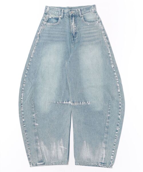 STYLEBLOCK（スタイルブロック）の「デニムホイルペイントカーブパンツ（デニムパンツ・レディース・ブラック/ライトブルー/ブルー・S/M）」の4枚目の写真