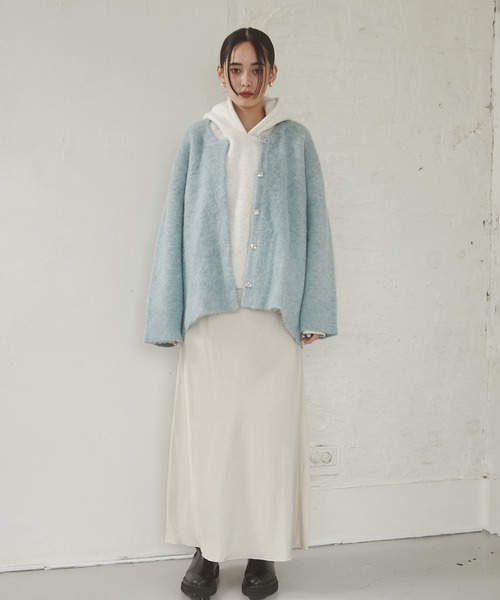 hunch（ハンチ）の「ビンテージサテン セミフレアスカート（スカート・レディース・アイボリー/オリーブ/スミクロ・FREE）」の4枚目の写真