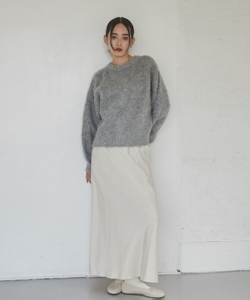 hunch（ハンチ）の「ビンテージサテン セミフレアスカート（スカート・レディース・アイボリー/オリーブ/スミクロ・FREE）」の5枚目の写真