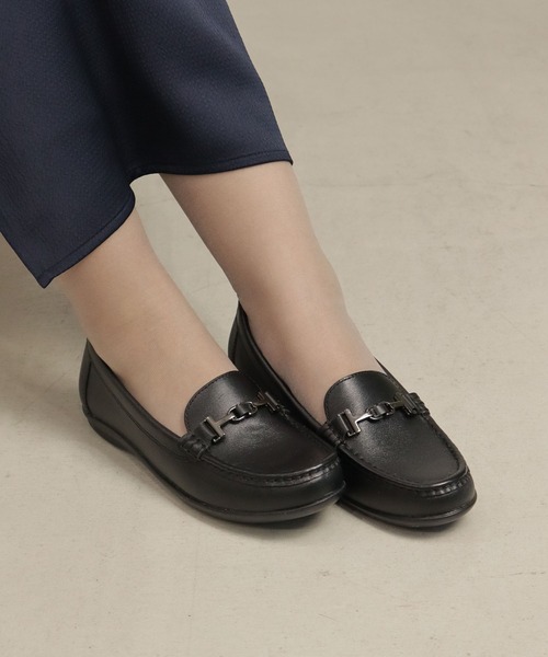 R.(REGAL FOOT COMMUNITY)(アールドット)の「アールドット S04C ビット付きフラットシューズ(スリッポン・レディース・ブラック・23/23.5/24/24.5/22.5)」の1枚目の写真