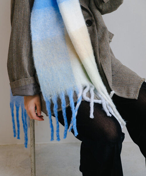 Kastane（カスタネ）の「チェックマフラー（マフラー・レディース・オレンジ/ブルー/ブラウン・FREE）」の9枚目の写真