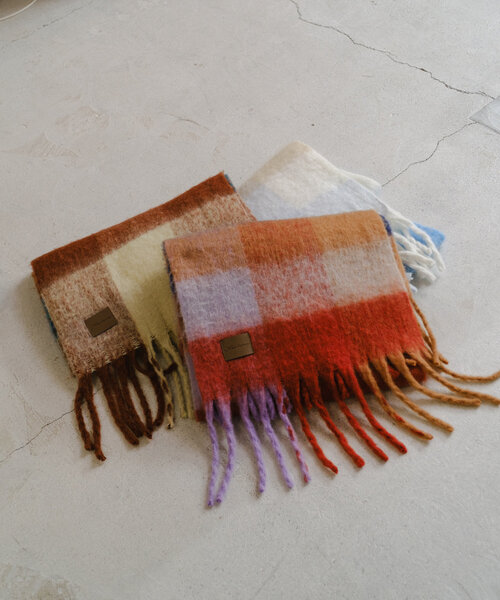 Kastane（カスタネ）の「チェックマフラー（マフラー・レディース・オレンジ/ブルー/ブラウン・FREE）」の18枚目の写真