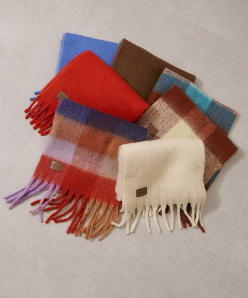 Kastane（カスタネ）の「チェックマフラー（マフラー・レディース・オレンジ/ブルー/ブラウン・FREE）」の20枚目の写真