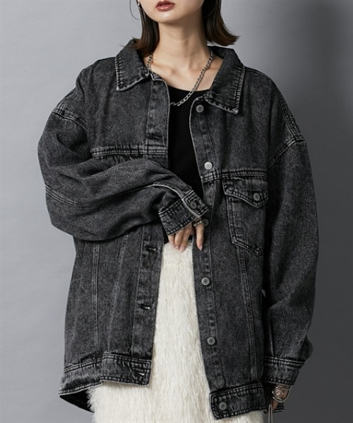 nissen（ニッセン）の「オーバーサイズデニムジャケット（デニムジャケット・レディース・ブルー/ブラック・L/M）」の3枚目の写真