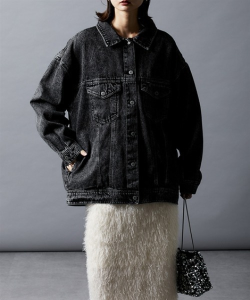 nissen（ニッセン）の「オーバーサイズデニムジャケット（デニムジャケット・レディース・ブルー/ブラック・L/M）」の10枚目の写真