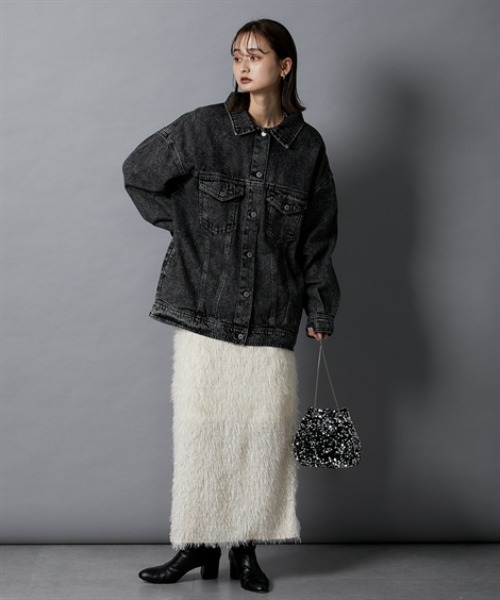 nissen（ニッセン）の「オーバーサイズデニムジャケット（デニムジャケット・レディース・ブルー/ブラック・L/M）」の12枚目の写真