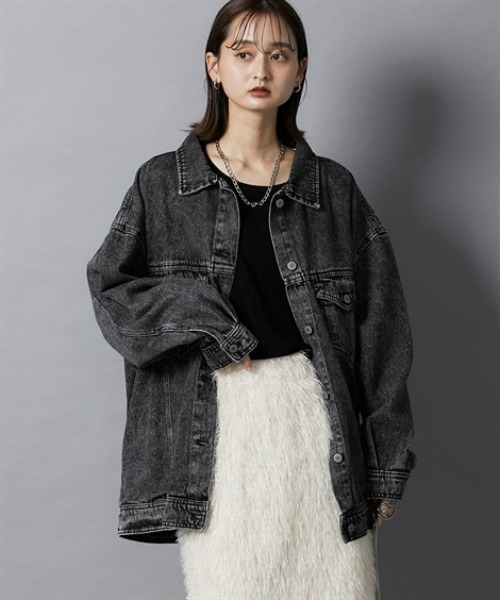 nissen（ニッセン）の「オーバーサイズデニムジャケット（デニムジャケット・レディース・ブルー/ブラック・L/M）」の15枚目の写真