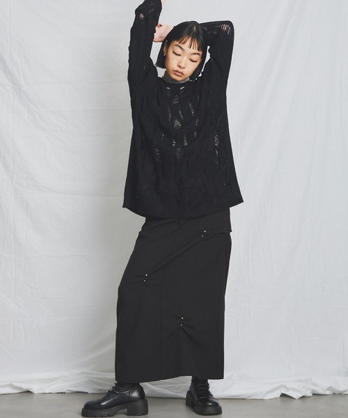 uyu.(ウユ)の「クラッシュダメージオーバーニット【uyu./ウユ】(ニット/セーター・レディース・ブラック/ブラウン/レッド・FREE)」の8枚目の写真