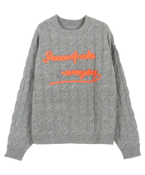 ロゴコード刺繍ケーブルニットトップス（ニット/セーター）｜KOBE