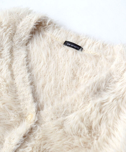 MIMIMEMETE（ミミメメット）の「DOUGHY SHAGGY KNIT［ロングカーディガン］（カーディガン/ボレロ・レディース・レッド/アイボリー/サックスブルー/ブラック・フリー）」の11枚目の写真